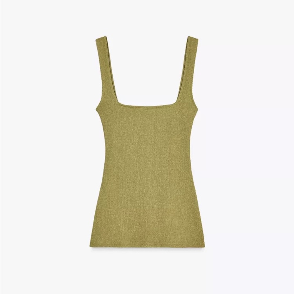 Zara Green Fitted Ribbed Tank Top - Picture 5 of 5